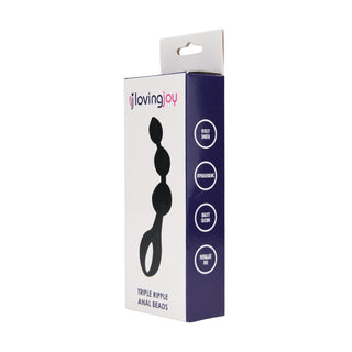 Loving Joy Triple Ripple Anal Beads-Black