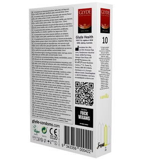 Glyde Ultra Vanilla Flavour Vegan Condoms 10 Pack